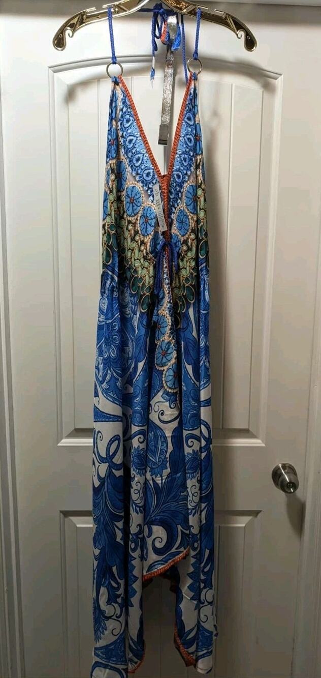 Rima Beach World Coverup Dress Silky Scarf Maxi Dress One Size Summer Vacation
